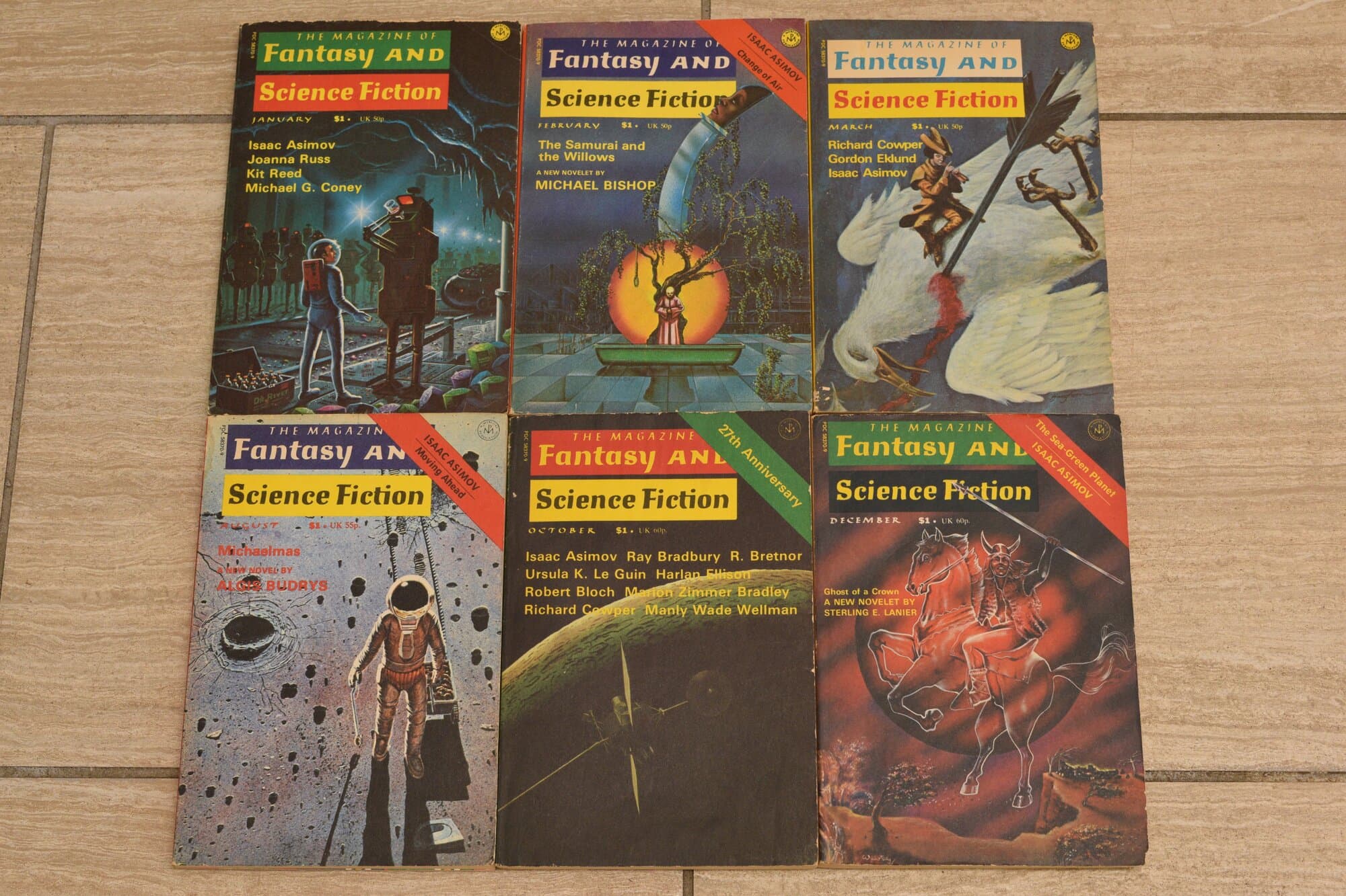 The Magazine of Fantasy & Science Fiction — 1976 Lot (January–March, August, October, December) main photo
